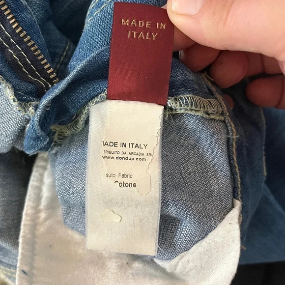 Dondup sz 26 Low Rise Bootcut Made in Italy Med Wash 2000s Yellow Detail Euro - Picture 11 of 12